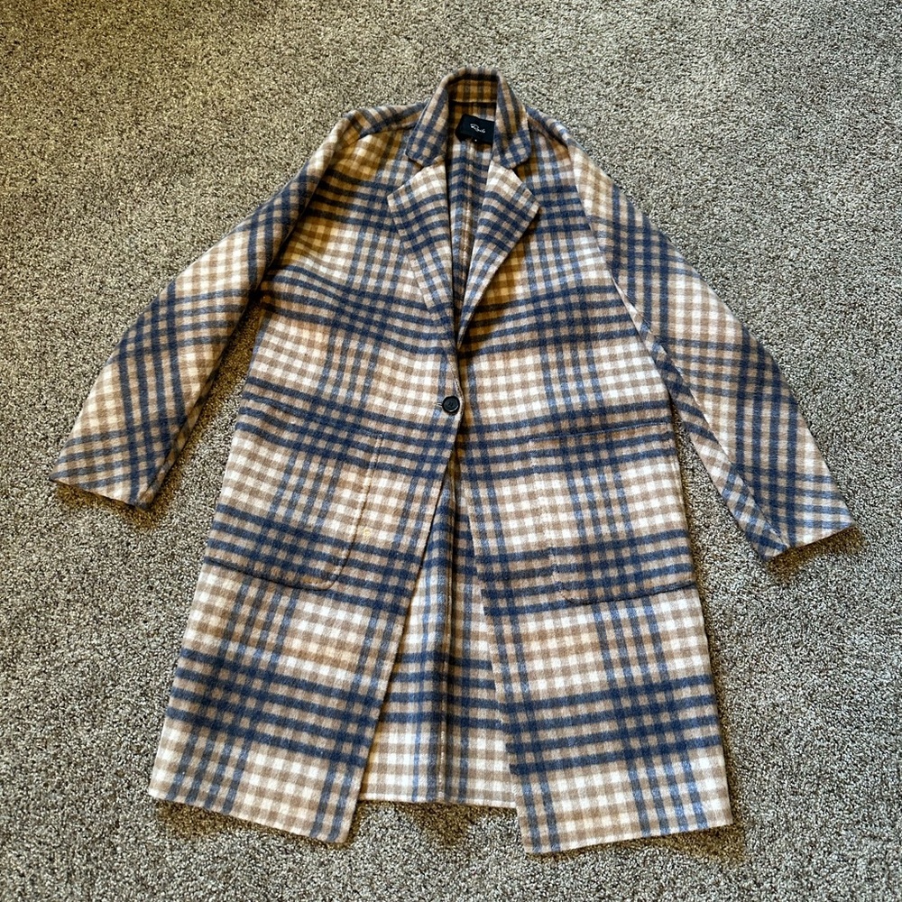 Rails Plaid Coat in Blue and Tan